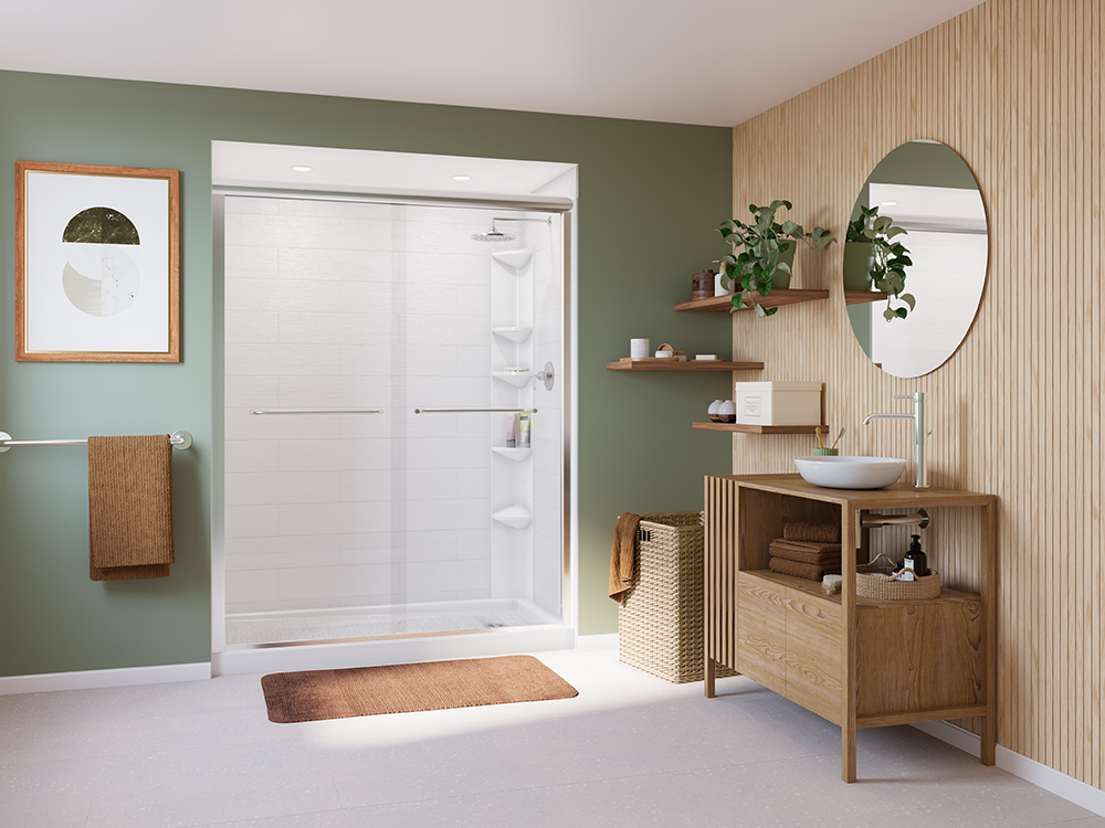 Genova White Japandi bathroom with shower